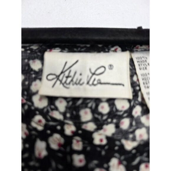 Kathi Lee Dress Womens Large Floral Short Sleeve Midi Rayon Pockets Tie Waist - Picture 6 of 8